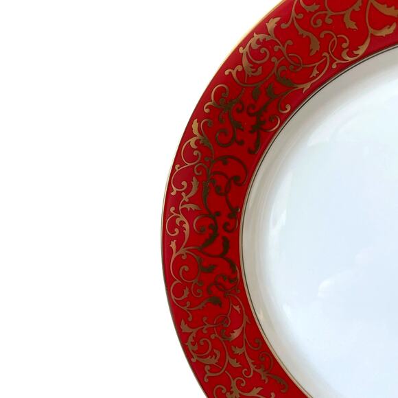 Mikasa Parchment Red 8in Salad Plates Set of 4 Fine Porcelain NEW - Picture 10 of 13